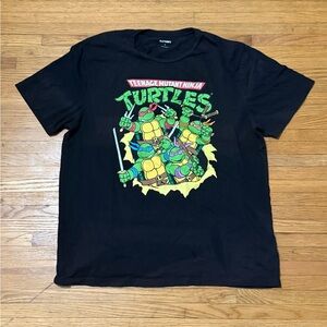 Black T-Shirt with Ninja Turtles Graphic
